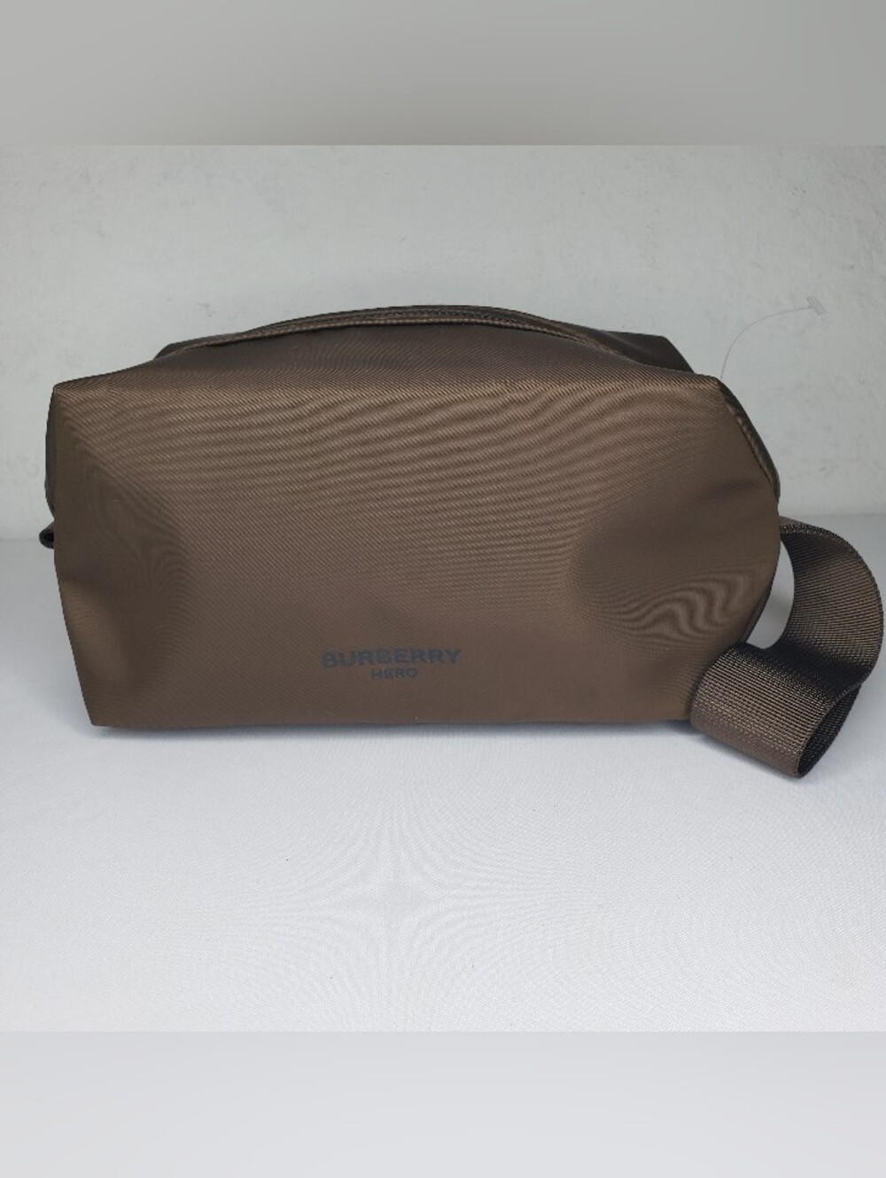 Burberry Brown Nylon Toiletry Pouch with Carry Strap